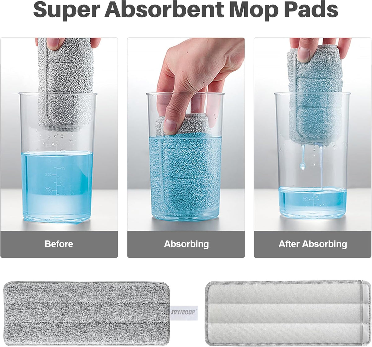 JOYMOOP Flat Mop Pads, Microfiber Mop Cleaning Pads, Washable Pads, Pads Replacement for Flat Mop