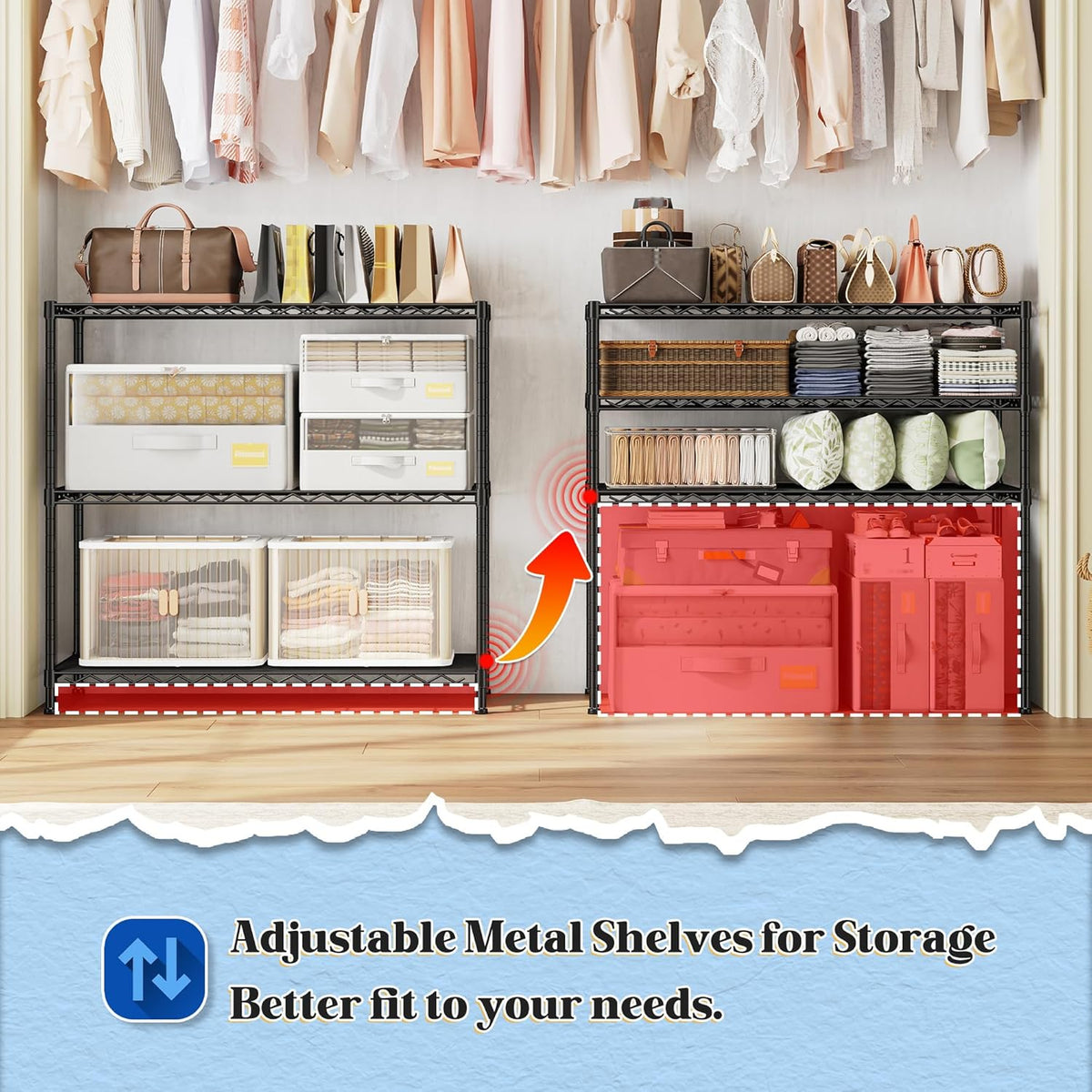 3- Shelf Metal Shelving Unit 35.6Wx14Dx36H Adjustable Storage Shelves Heavy Duty Garage Shelving