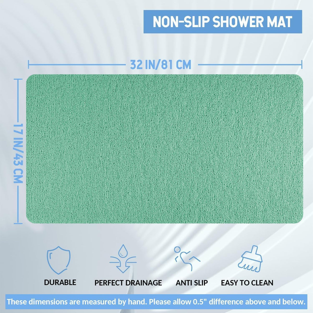 Non-Slip Bathtub Mat, Anti Slip Shower Mat, Fast Drying Bathtub Mats, Foot Scrubber Mat, Anti Slip