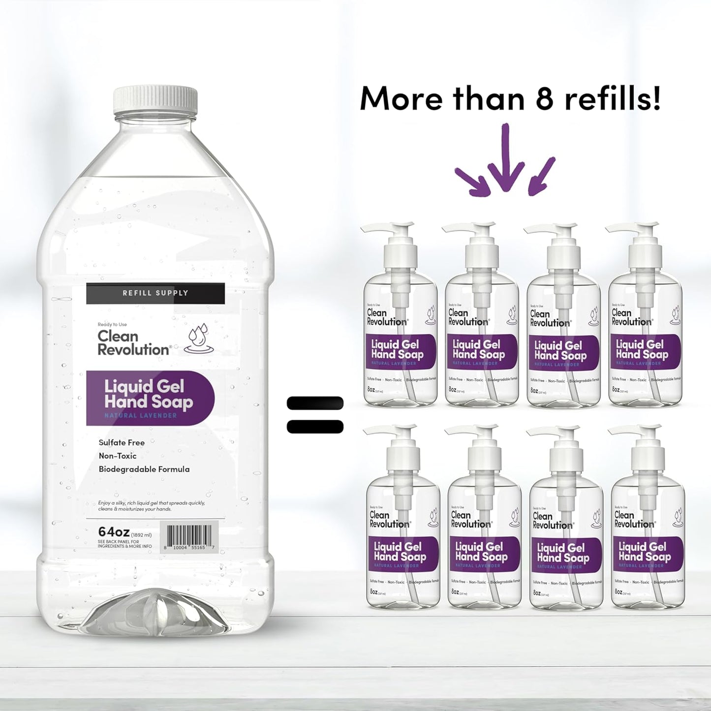 Clean Revolution Liquid Gel Hand Soap, Silky Rich Liquid, Quick Lather, Fast Rinsing, Contains Real