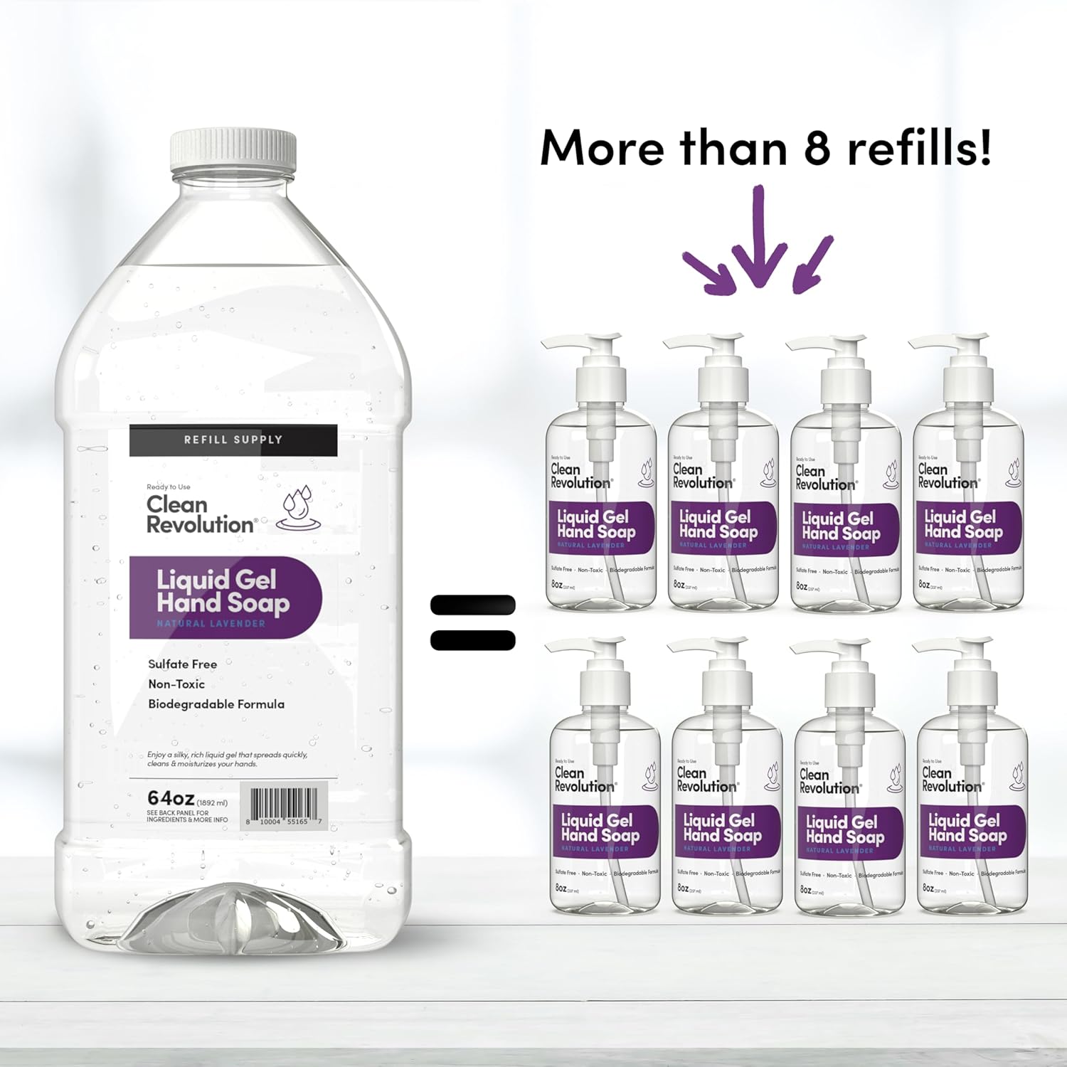 Clean Revolution Liquid Gel Hand Soap, Silky Rich Liquid, Quick Lather, Fast Rinsing, Contains Real