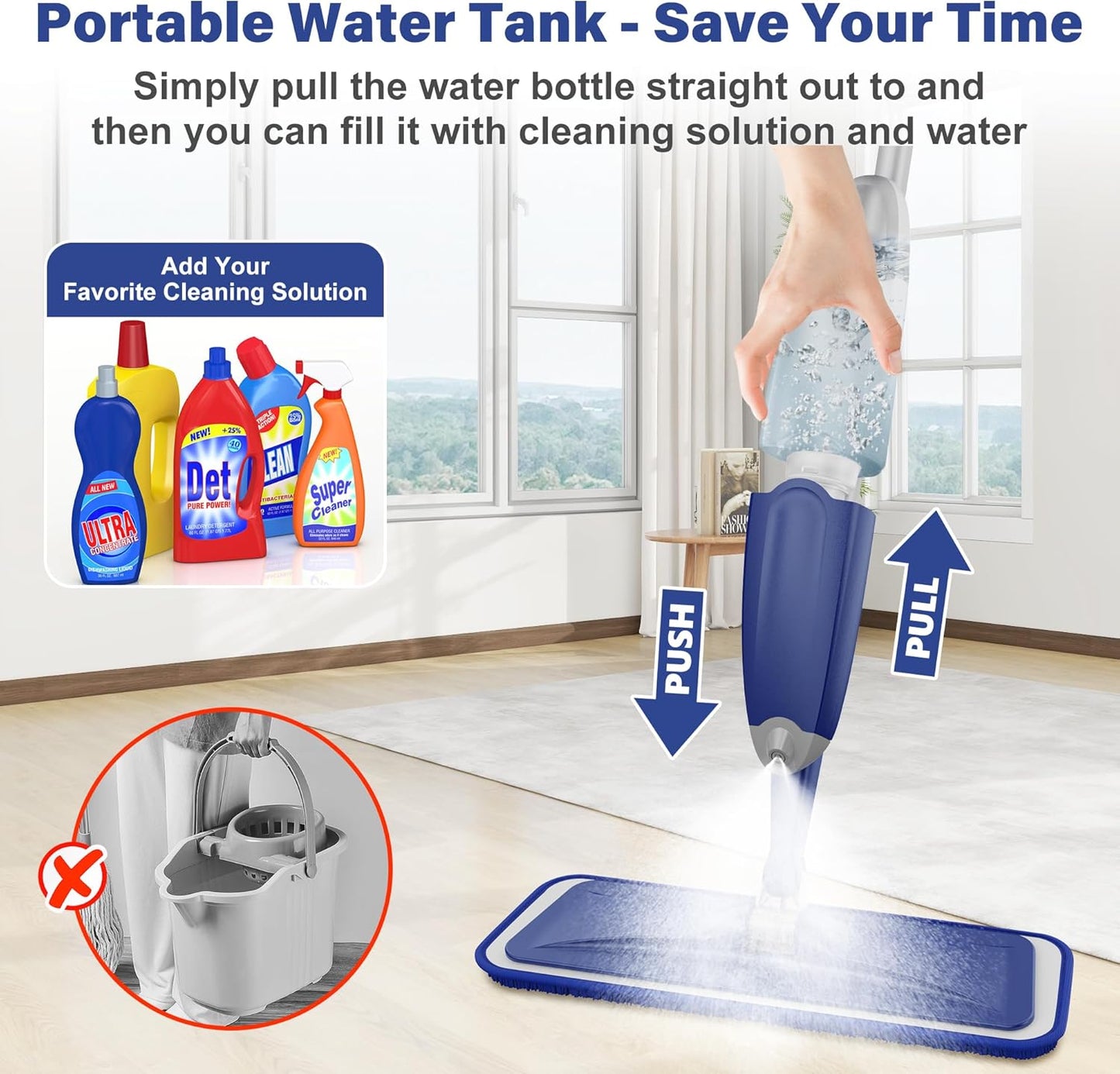 Microfiber Spray Mop for Floors Cleaning: Wet Dry Hardwood Floor Mops with 3 Washable Pads for