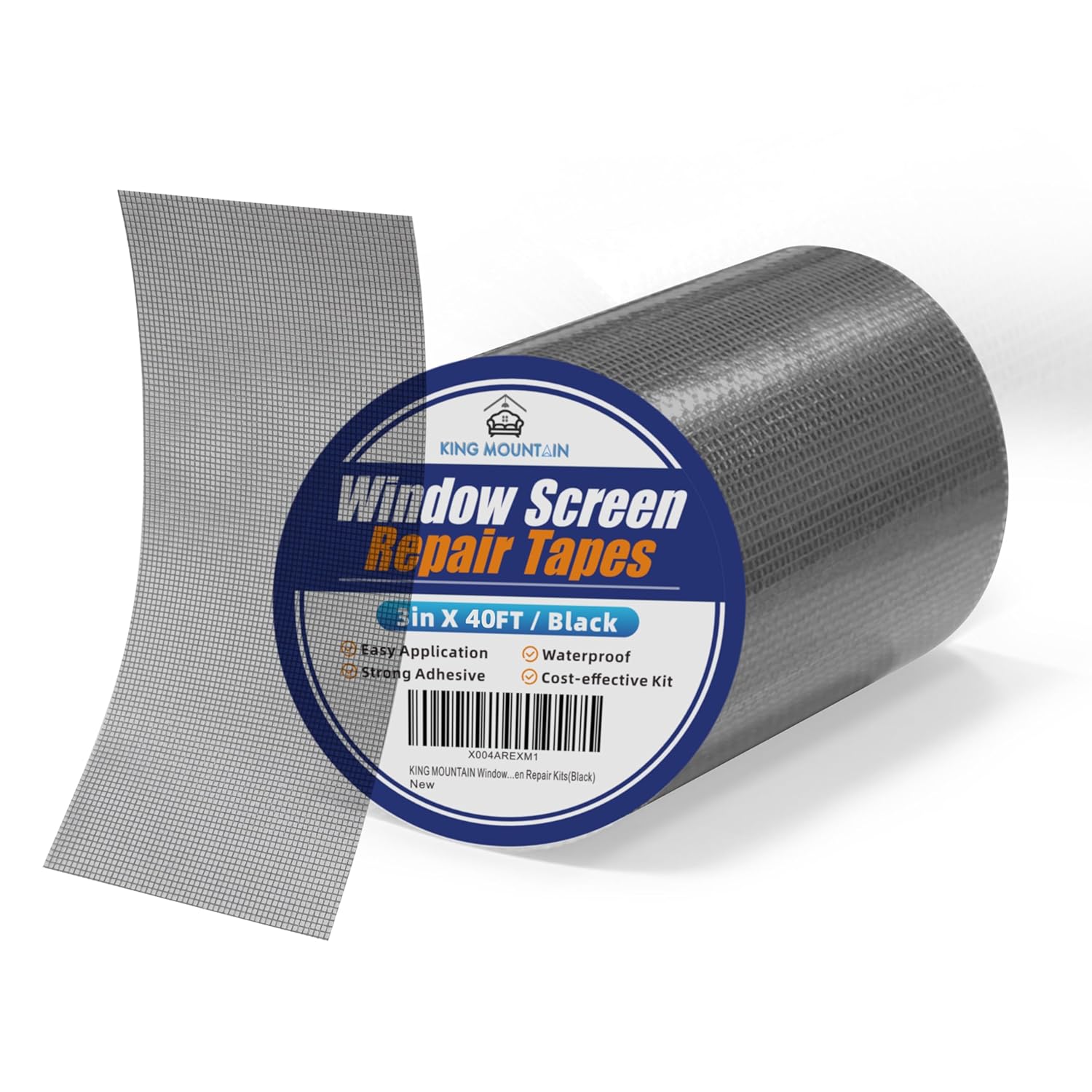 KING MOUNTAIN Black Window Screen Repair Tape,3inX40FT Heavy Duty Screen Repair Kit for Window