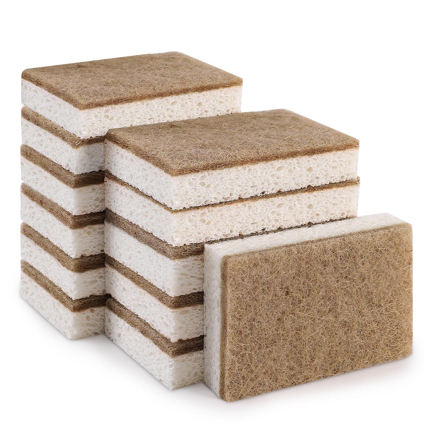 Natural Sponges for Dishes 12 Pack - Keep Soap Biodegradable Kitchen Sponge Compostable Coconut