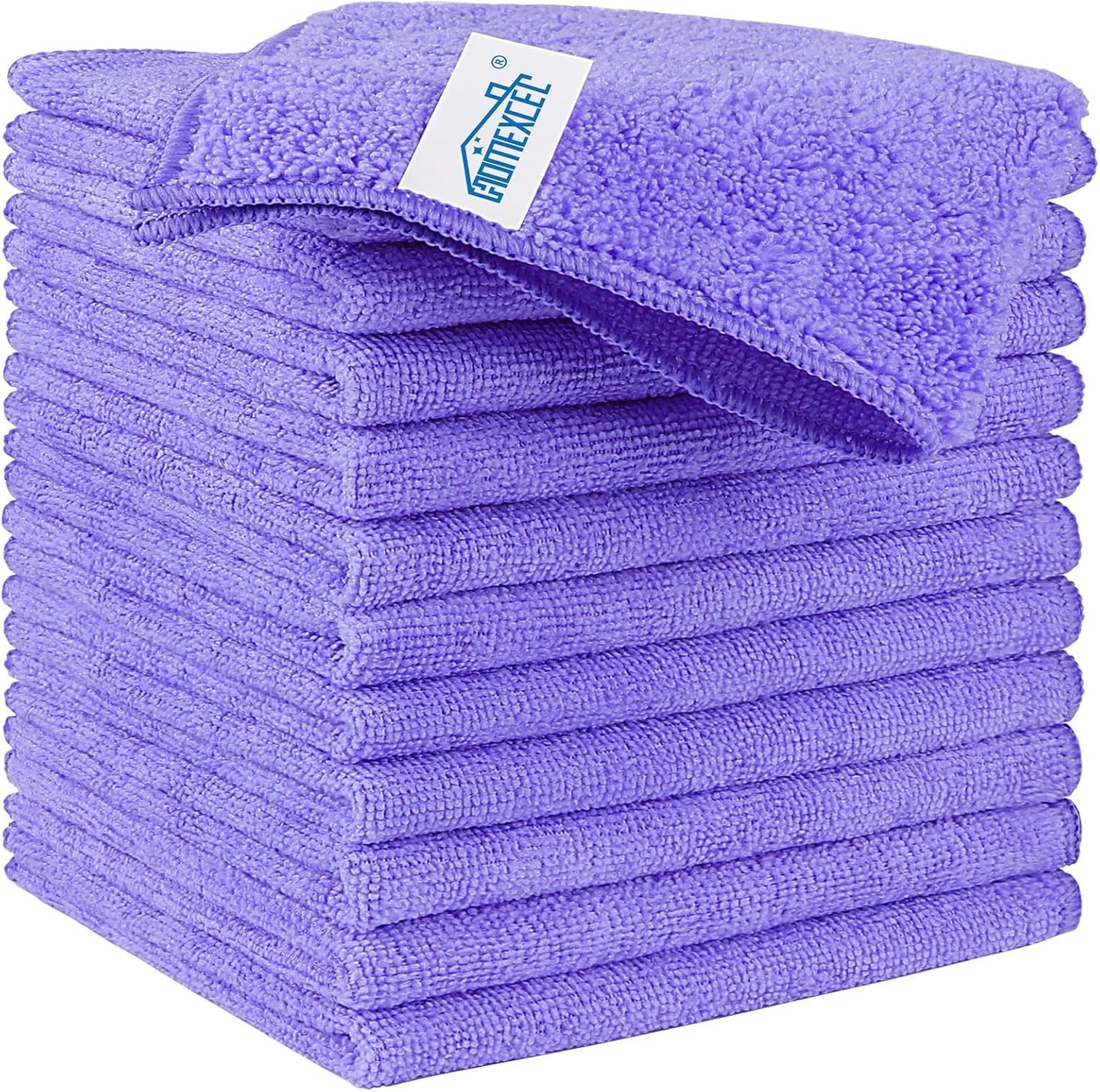HOMEXCEL Purple Microfiber Cleaning Cloth, 12 Pack Premium Microfiber Towels for Cars, Lint Free
