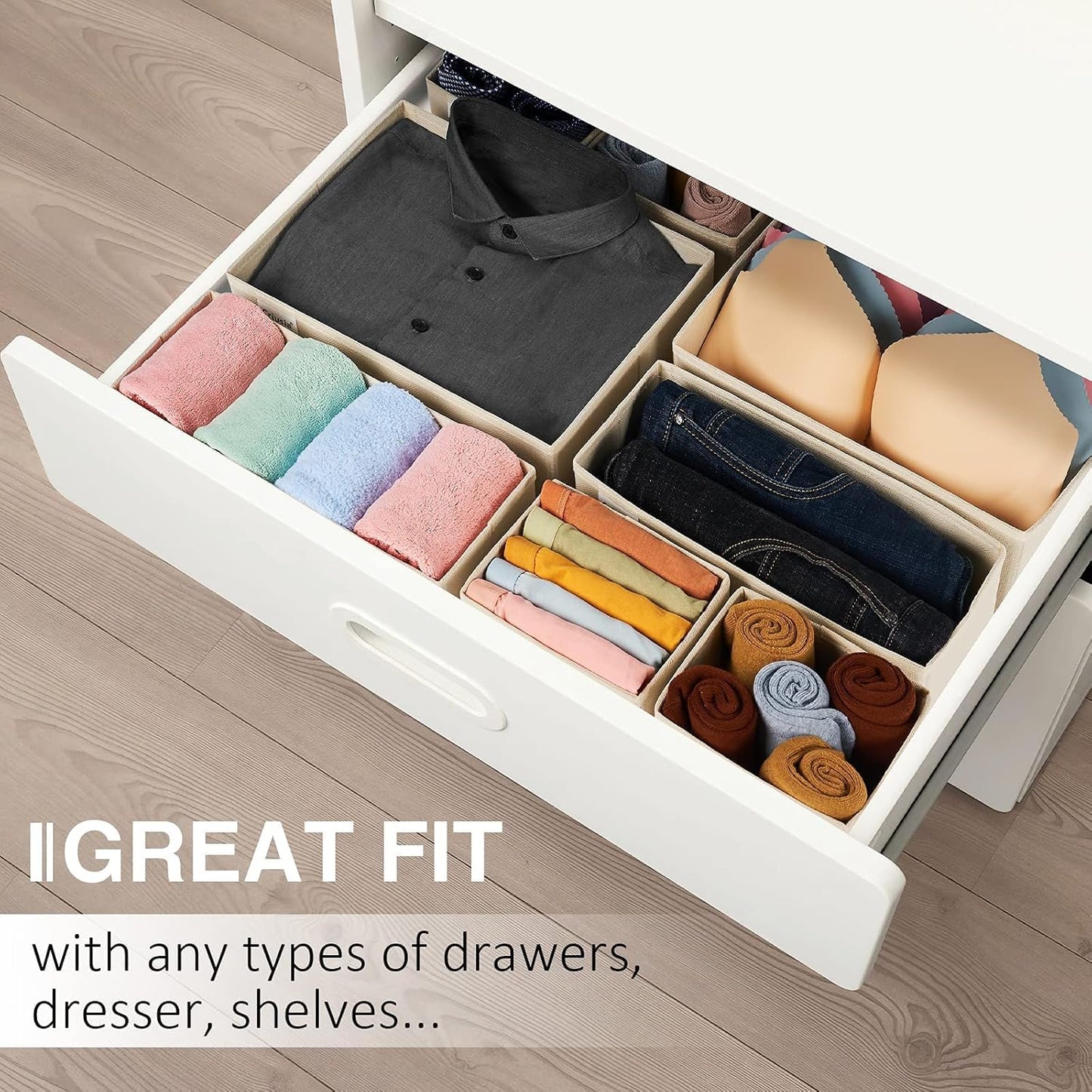 Criusia Drawer Organizer Clothes, 8 Pack Underwear Drawer Organizer, Foldable Cloth Storage Box