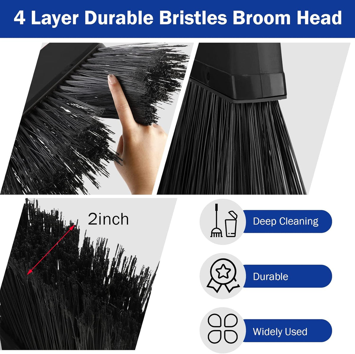 8 Pcs Outdoor Broom for Floor Cleaning 54 Inch Commercial Heavy Duty Broom Long Handle Kitchen
