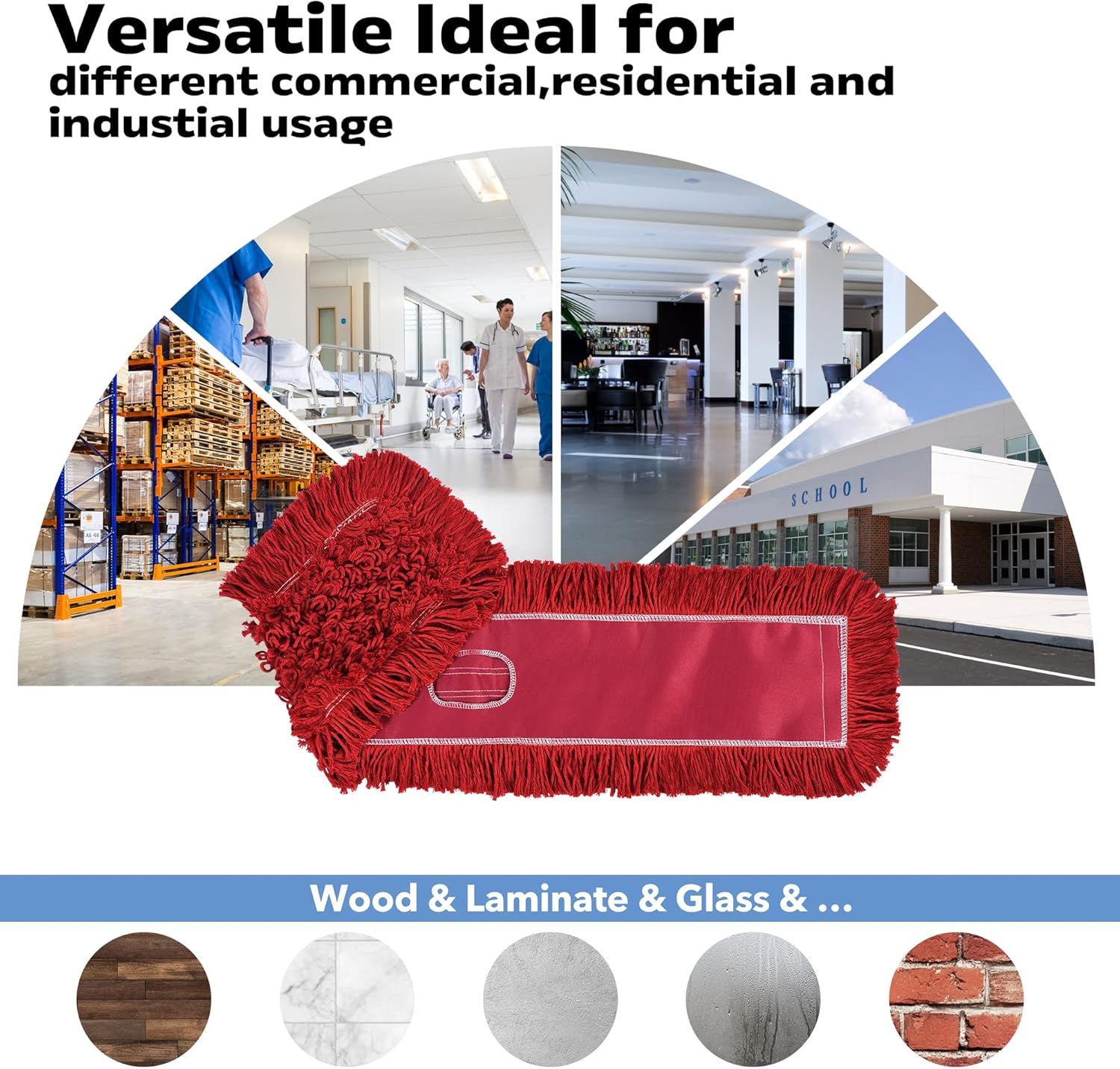 Matthew Cleaning 36'' Industrial Strength Cotton Dust Mop Refill Washable Replacement Heads for