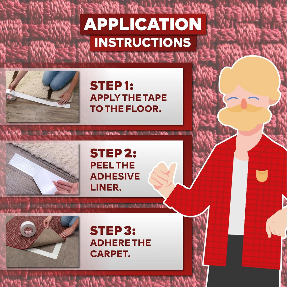 XFasten Double Sided Carpet Tape for Area Rugs, 4 Inch x 30 Yards – Heavy Duty Anti Slip Rug Grip