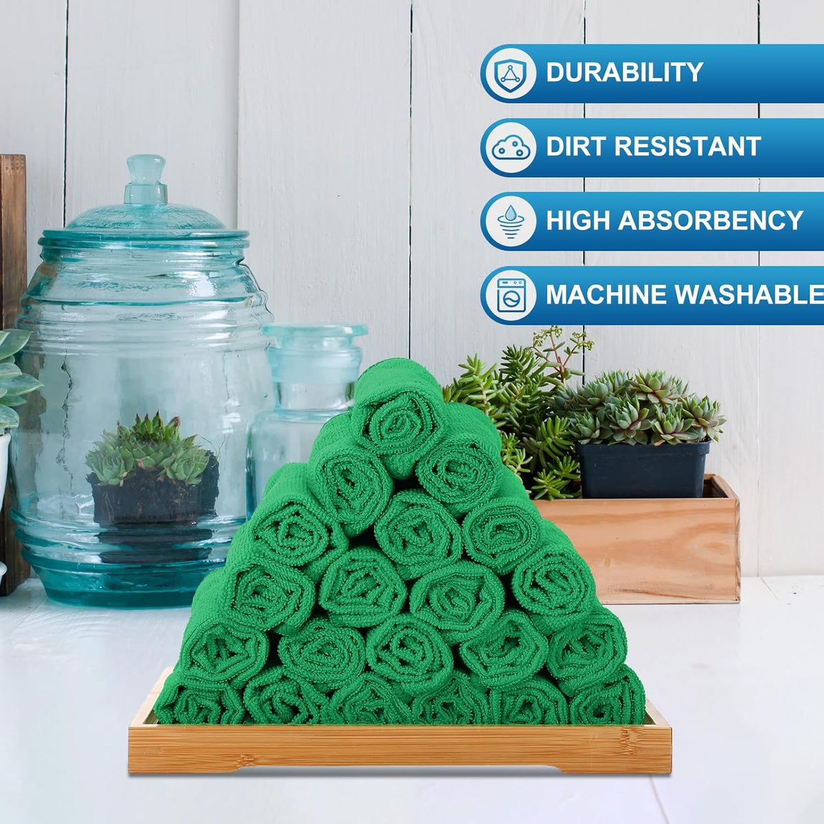 Tenare 100 Pack 12'' x 12'' Microfiber Cleaning Cloths Reusable Cleaning Rags Bulk Microfiber