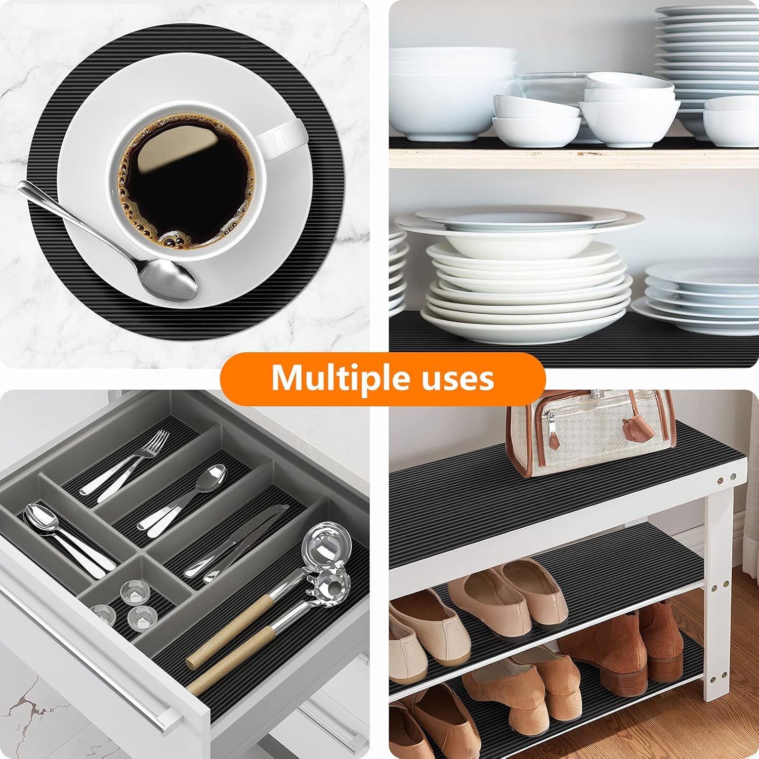 Shelf Liners for Kitchen Cabinets Non Adhesive Drawer Liner EVA Material Cupboard Mat Refrigerator
