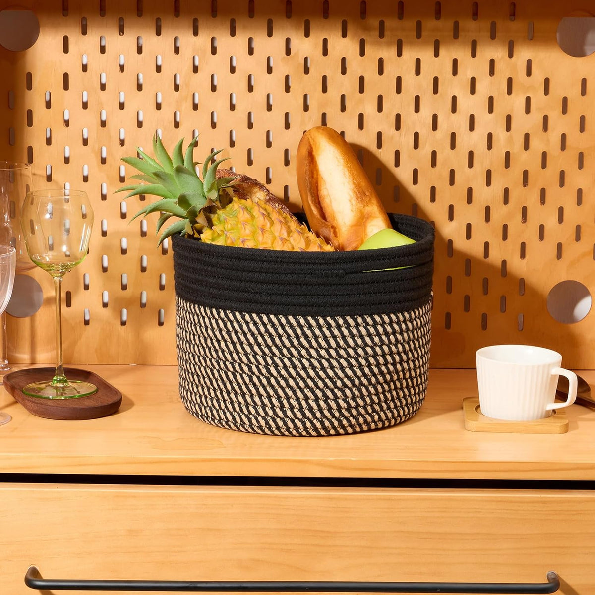 Small Basket for Organizing | Cube Shelf Closet Storage Baskets | 9.7×9.7×7.1” | Woven Rope Gift