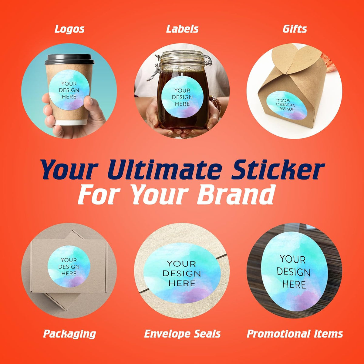100 Custom Vinyl Stickers - Upload Your own Image, Text, Design, Logo - Personalized Logo Labels
