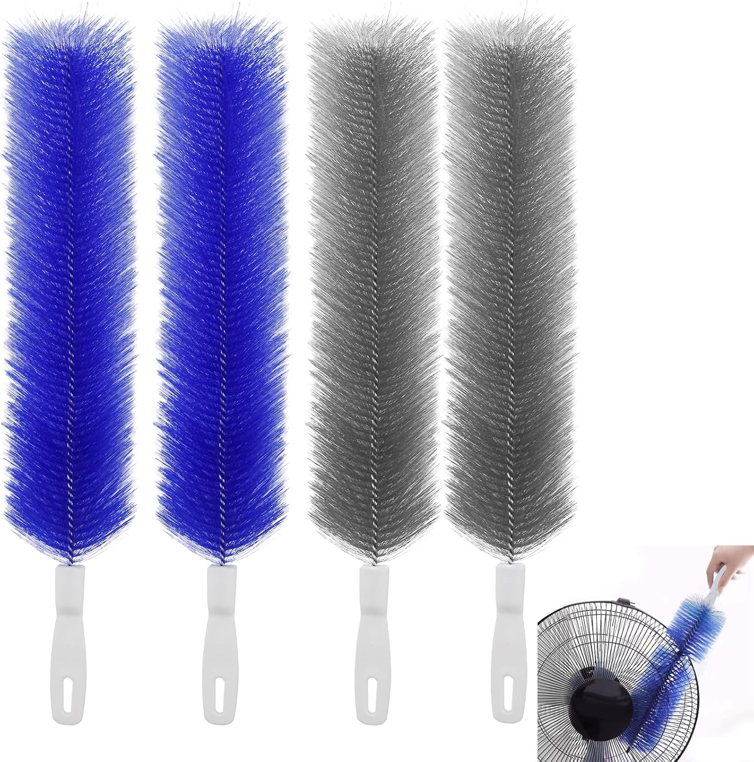4 Pcs Cobweb Duster, Bendable Fan Duster, Plastic Fan Cleaner Brush,Microfiber Head Dusting Brush