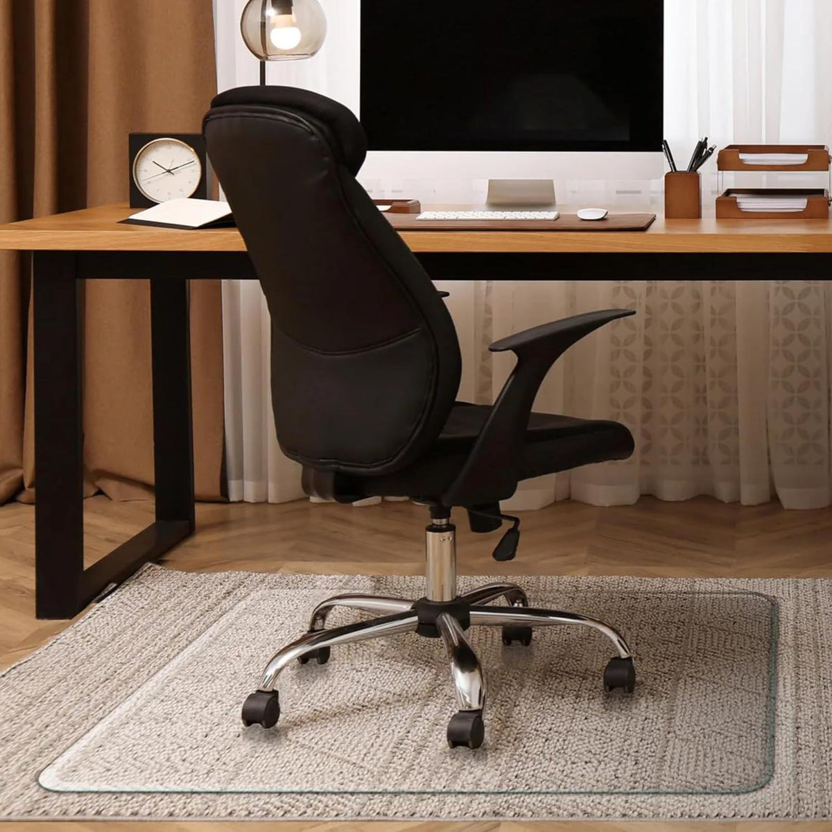 Exclusive Beveled Edge Glass Chair Mat for a Smooth Glide and Easy Roll On/Off by Clearly