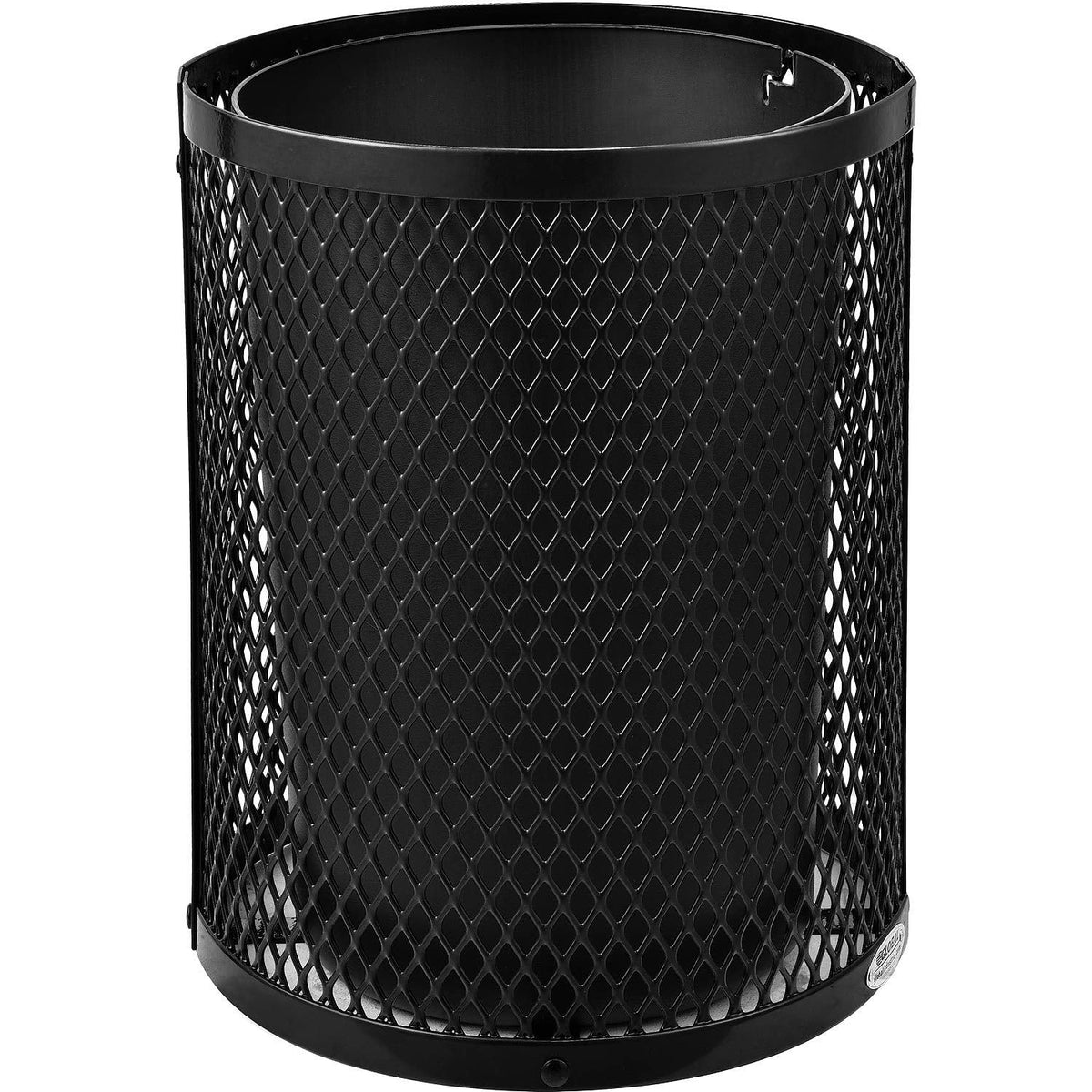 Global Industrial Outdoor Diamond Steel Trash Can with Flat Lid and Plastic Liner, 36 Gallon