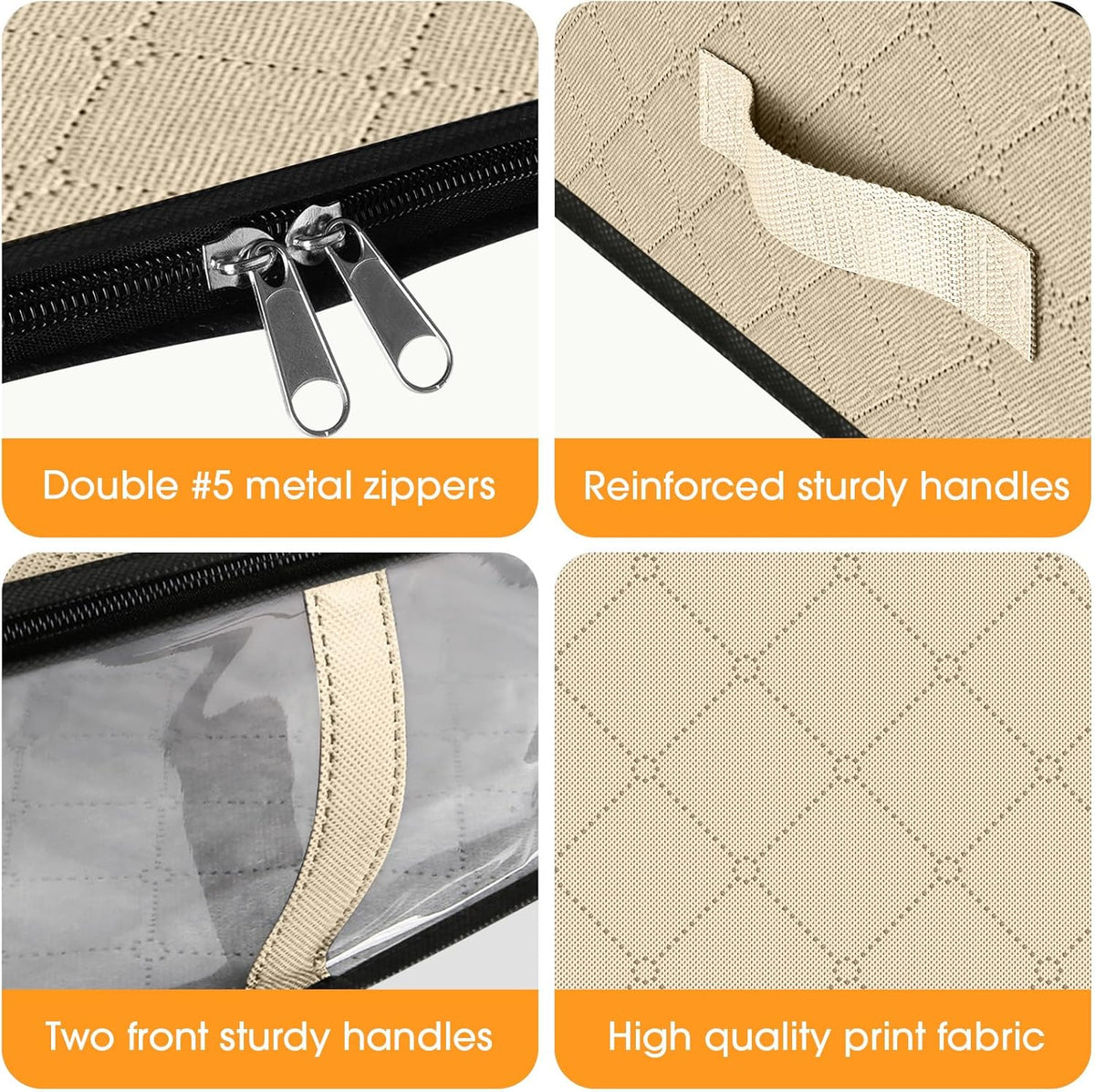 StorageRight Under Bed Storage Bins, 8-Pack 40L Foldable Fabric Storage Bags with Transparent
