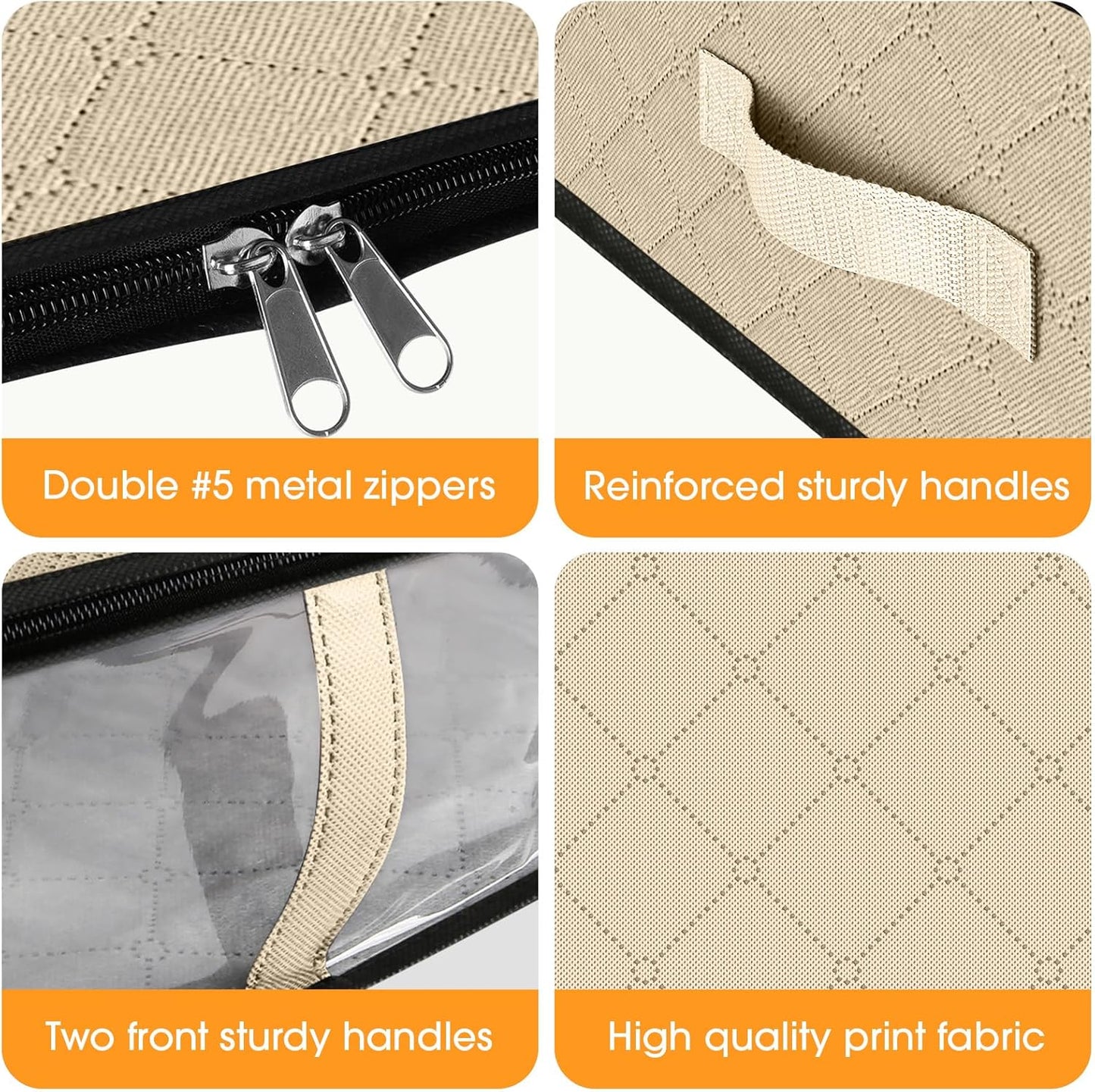 StorageRight Under Bed Storage Bins, 3-Pack 40L Foldable Fabric Storage Bags with Transparent