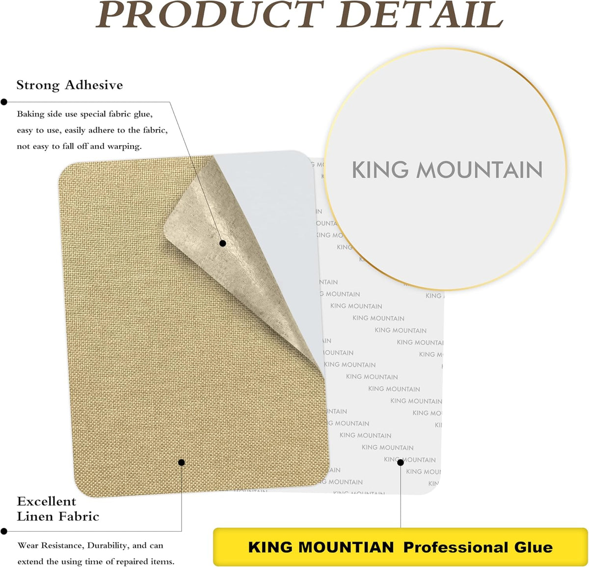 KING MOUNTAIN Self-Adhesive Coarse Linen Repair Patches, 8X11 inch, Multi Color, Can be Used for