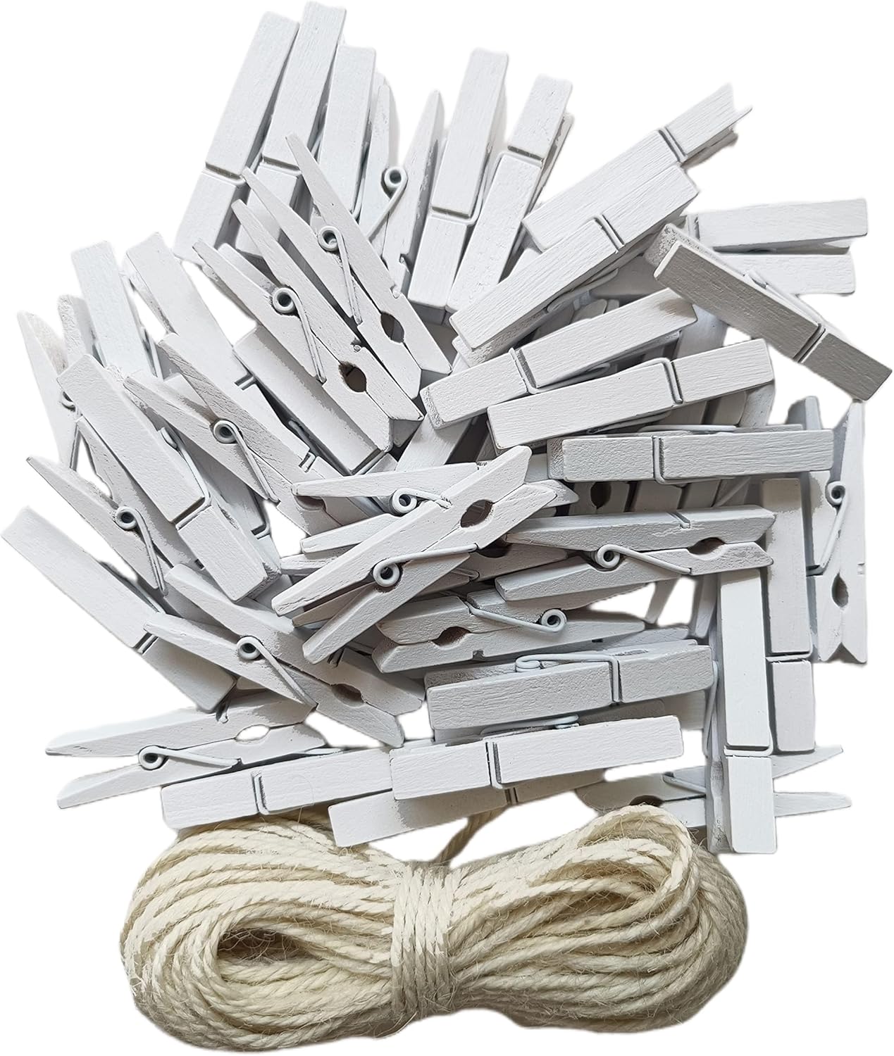 1.9 Inch White Small Clothes Pins Paper Picture School Work Holders Baby Shower Clothing Line Clips