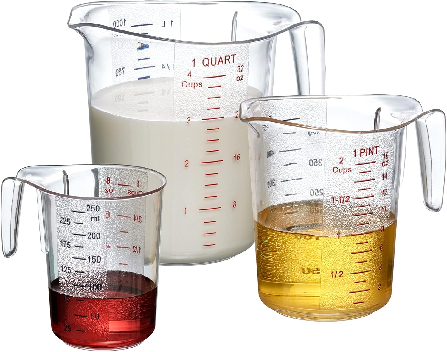 Amazing Abby - Melissa - Plastic Measuring Cups (3-Piece Set), Food-Grade Measuring Jugs, 1/2/4-Cup