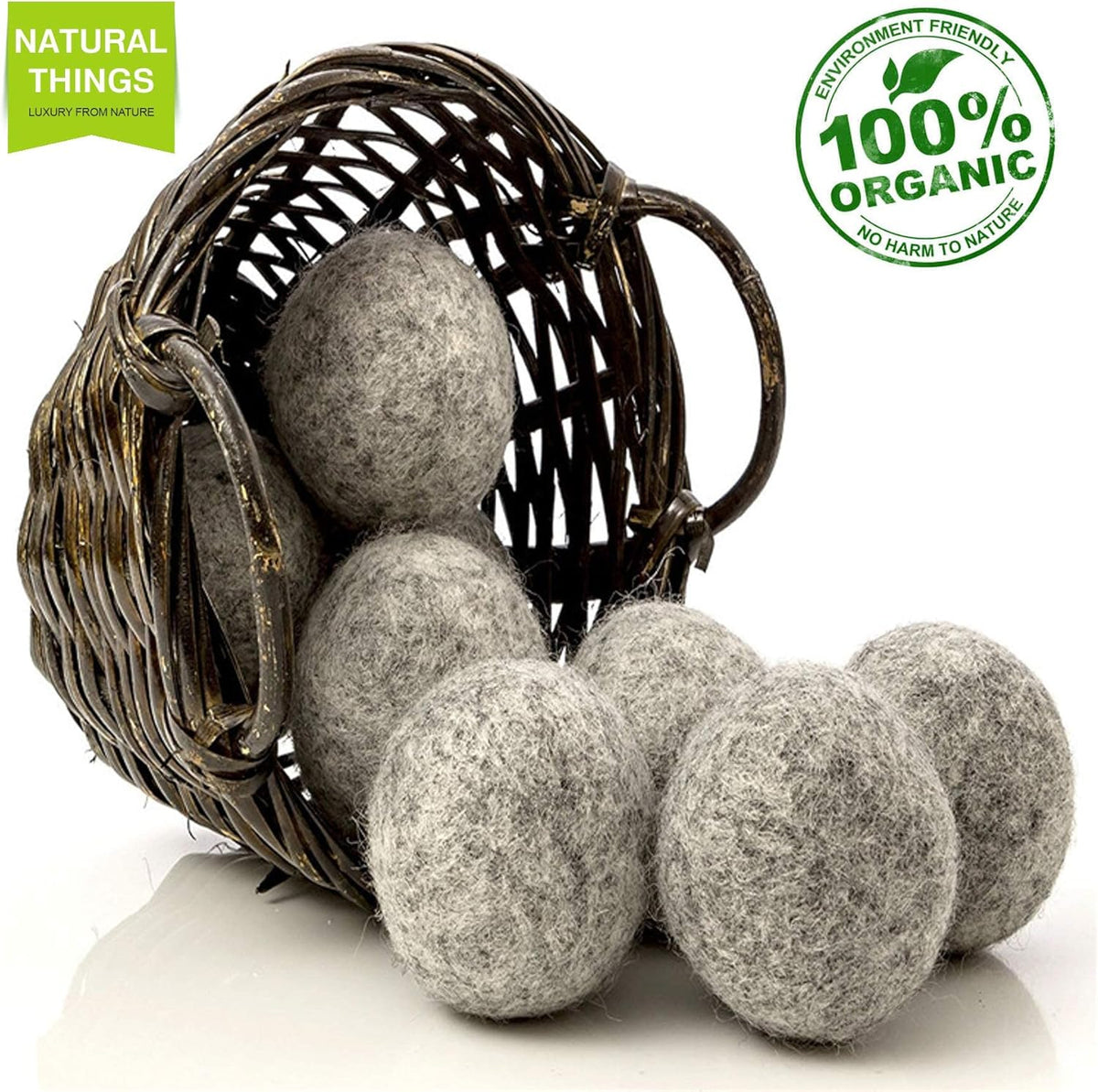 NATURAL THINGS Alpaca Wool Dryer Balls, Fabric Softener Balls, Anti Static, Reduce Energy Cost &