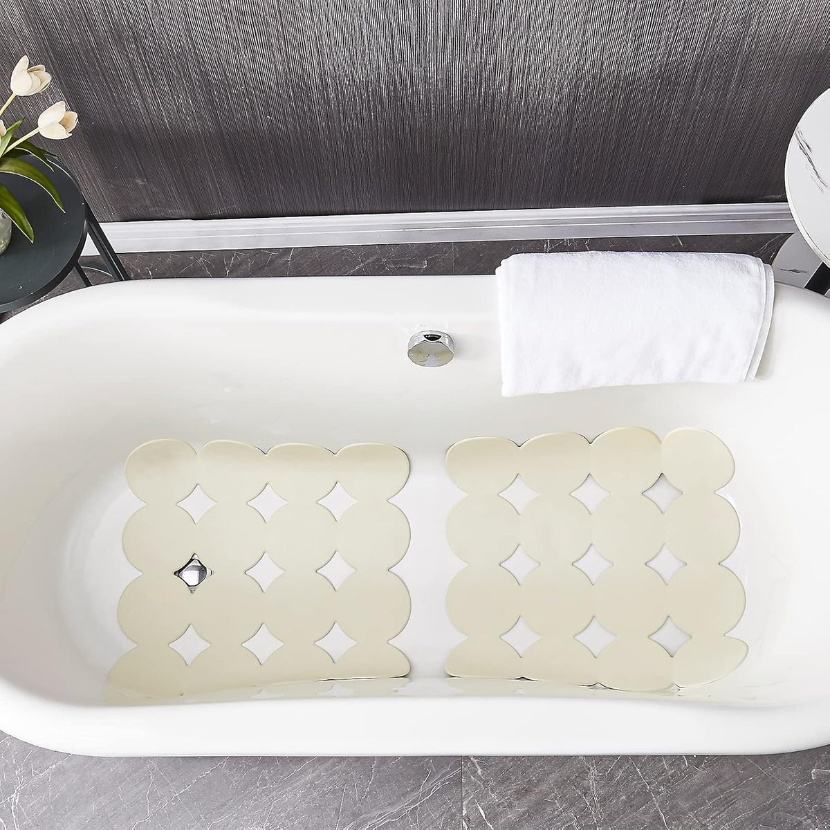 Square Shower Mat Nonslip - Rubber Bathtub Mat with Suction Cups for Inside Shower Bathroom Floor