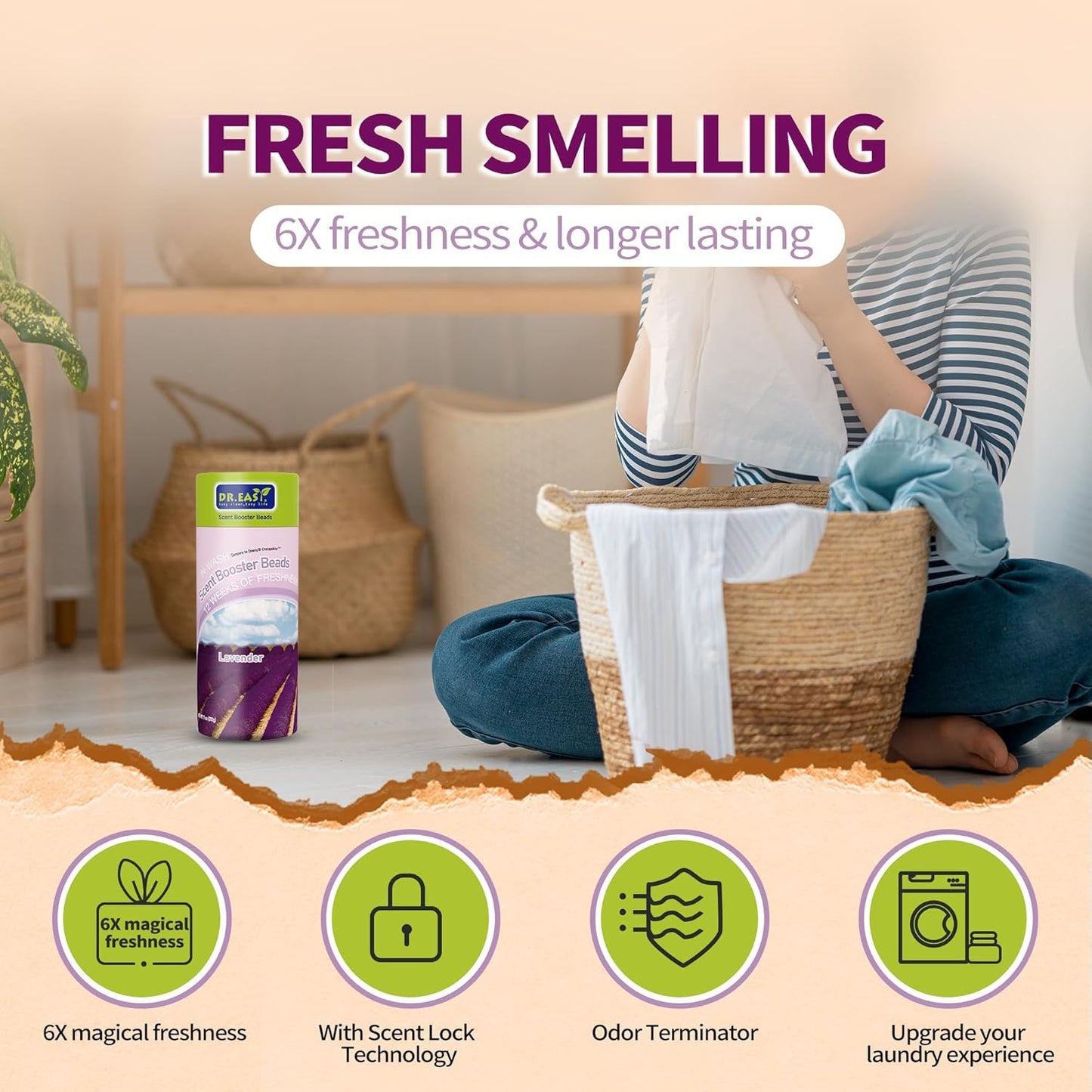 DR.EASY Laundry Scent Boosters 312G,Lavender Scent Boosters for Washer，Bulk Laundry Booster Beads