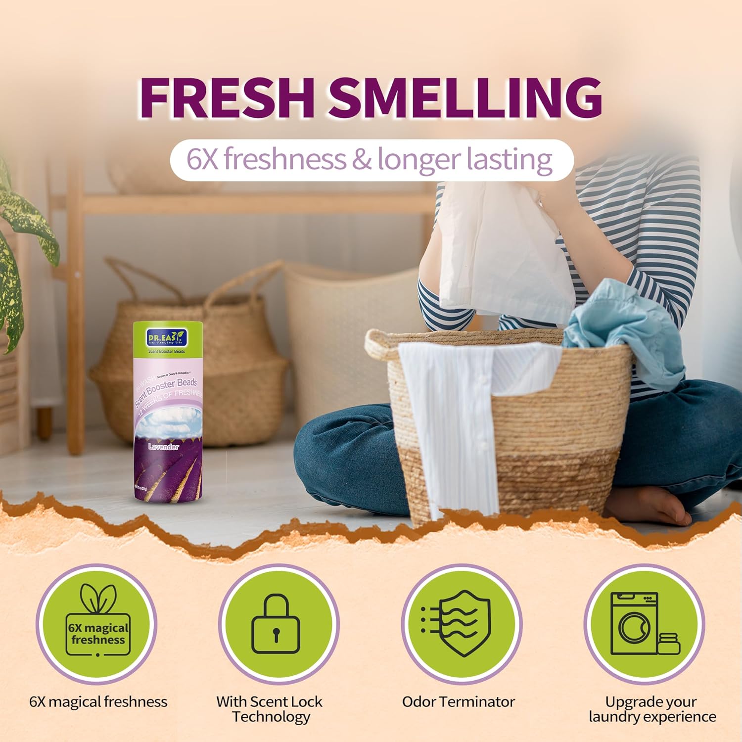 DR.EASY Laundry Scent Boosters 312G,Lavender Scent Boosters for Washer，Bulk Laundry Booster Beads