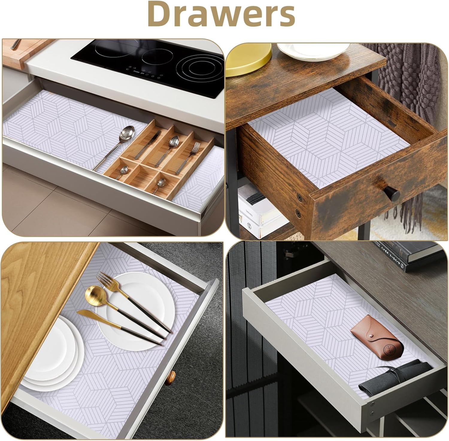 Shelf Liners for Kitchen Cabinets Non Adhesive Shelf Liner Paper Non-Slip Thickened Drawer Liner