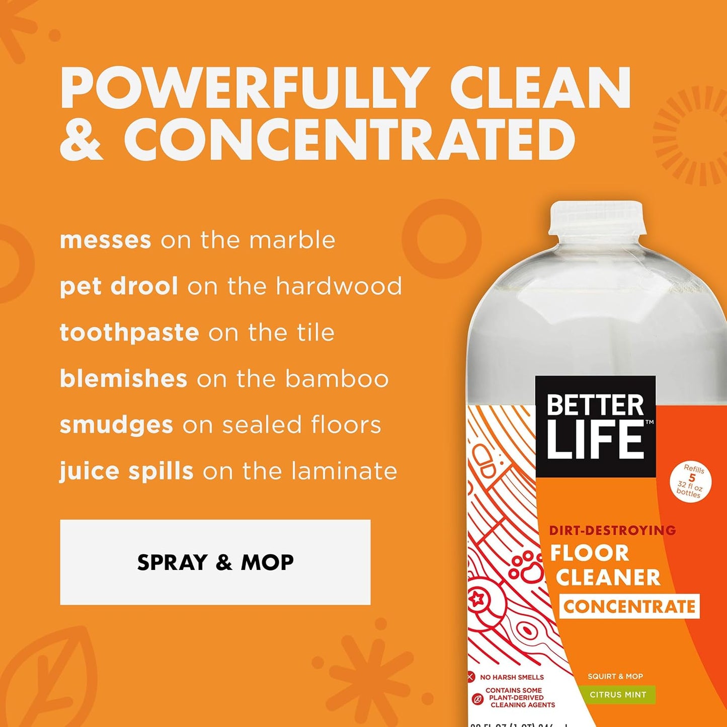 Better Life Floor Cleaner Concentrate- Liquid Multipurpose Cleaner for Wood, Tile, Laminate, Vinyl