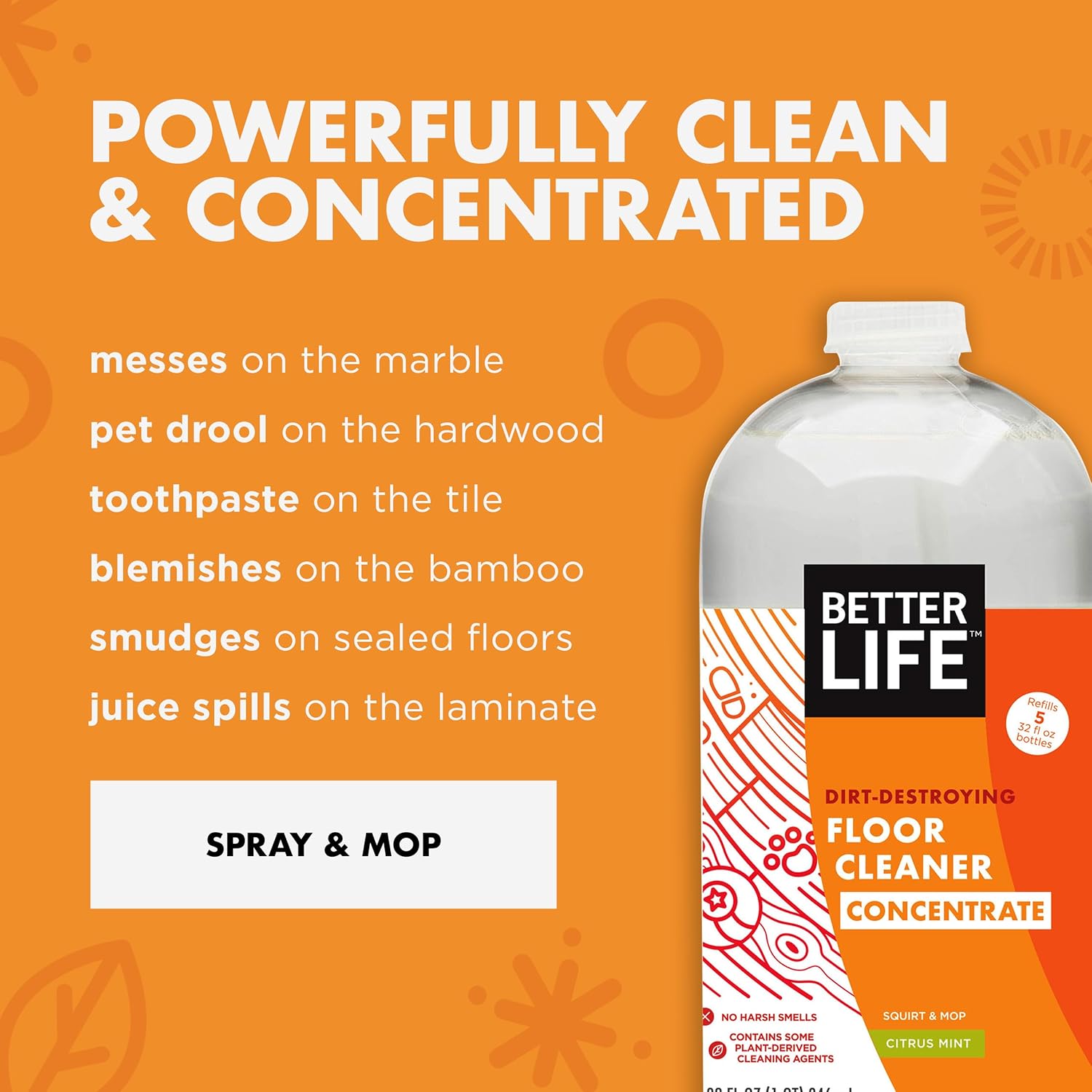 Better Life Floor Cleaner Concentrate- Liquid Multipurpose Cleaner for Wood, Tile, Laminate, Vinyl