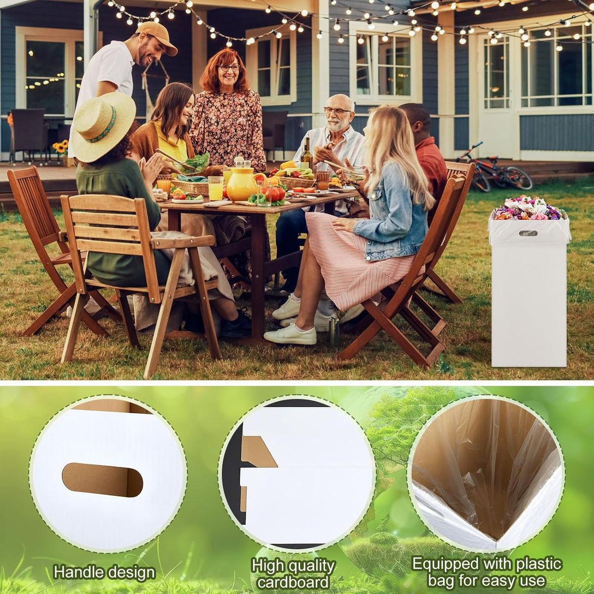 10 Pack 20 Gallon Corrugated Cardboard Trash Cans Bulk for Events Parties Disposable and Reusable
