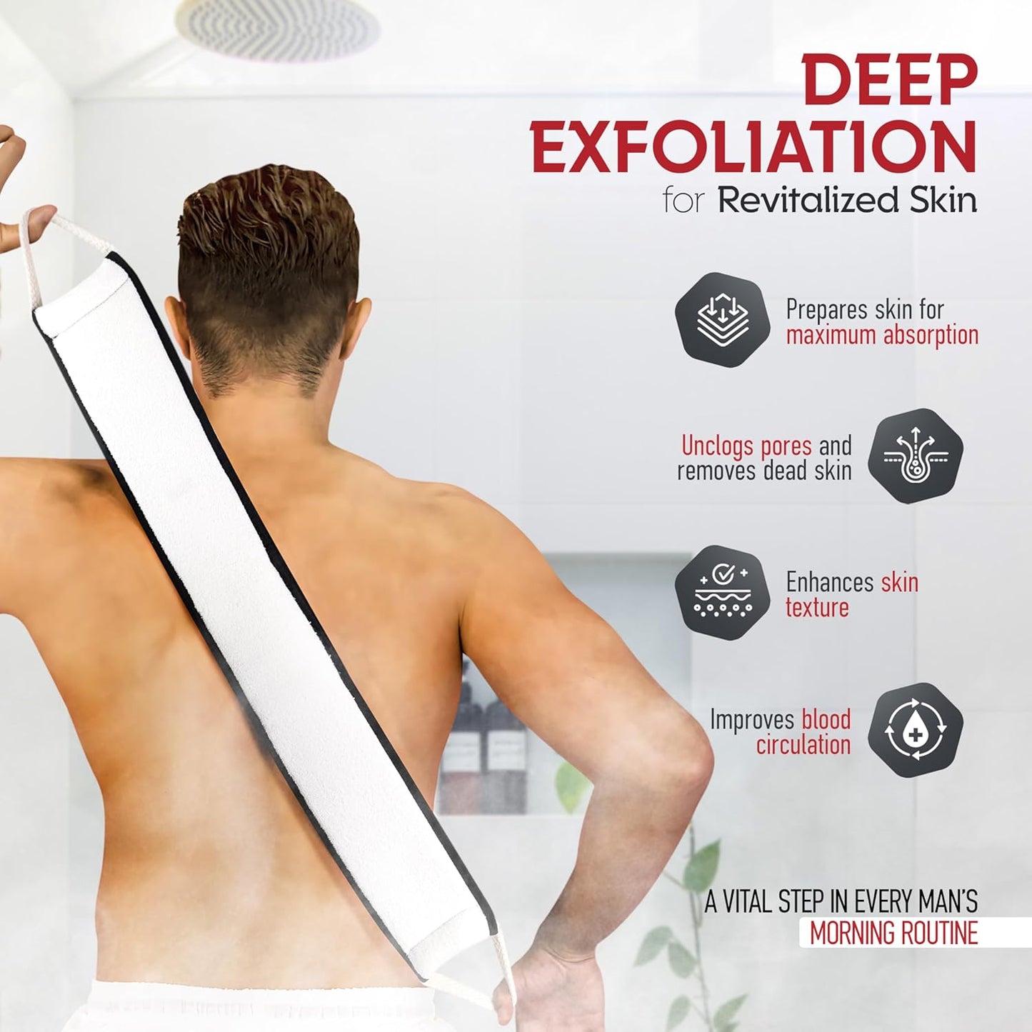 Sturdy Natural Loofah Back Scrubber for Shower for Men, Egyptian Loofah Body Scrubber Exfoliator