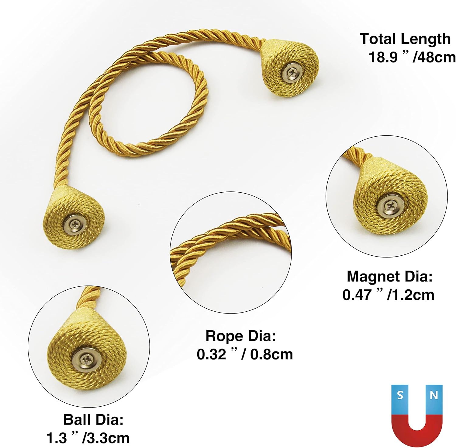 6 Pack Magnetic Curtain Tiebacks Rope Modern Handmade Curtain Tie Backs Decorative Drapes Weave