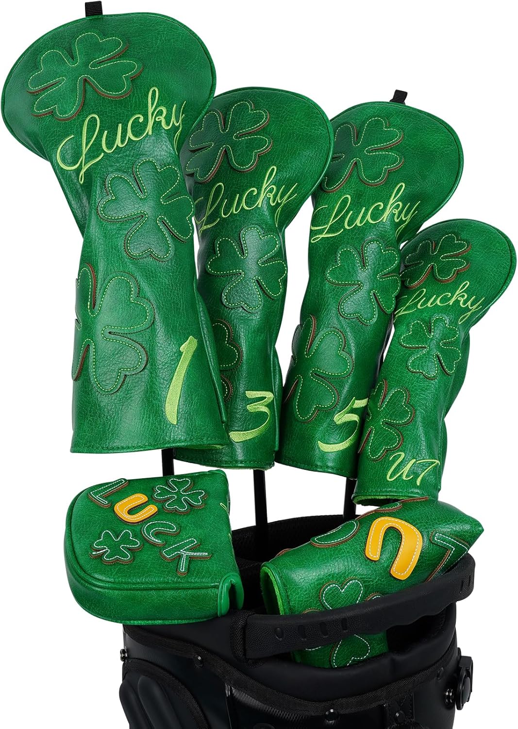 Golf Headcovers Golf Club Head Covers Four Leaf Clover Good Luck Charm - Clover Style Premium