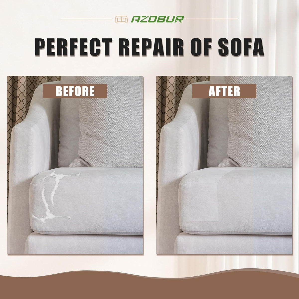 Azobur Fabric Couch Repair Patch 8.3 x 11 inches,Self-Adhesive Fabric Repair Patch for
