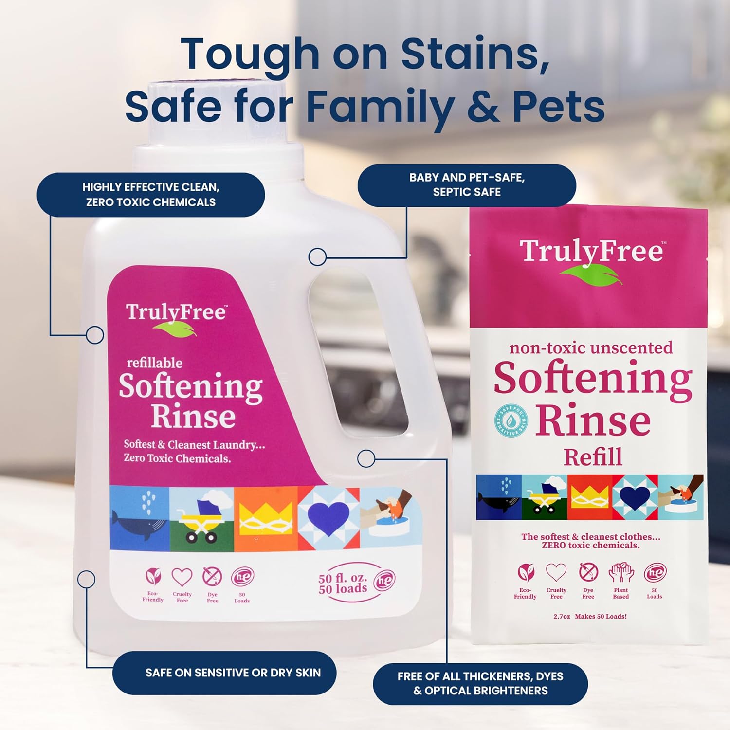 Truly Free Fabric Softening Conditioner for Clothes| Safe for Babies & Kids with Sensitive Skin |