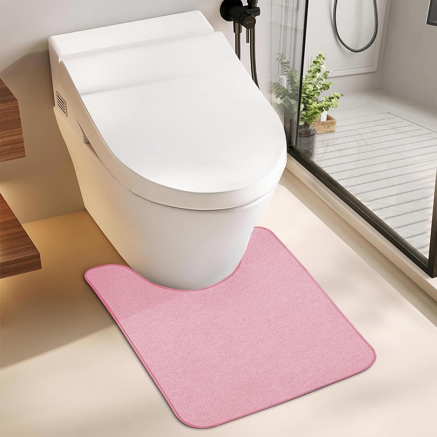 Toilet Rugs U Shaped Bathroom Rug,Machine Washable Non Slip Quick Dry Super Absorbent Ultra Thin