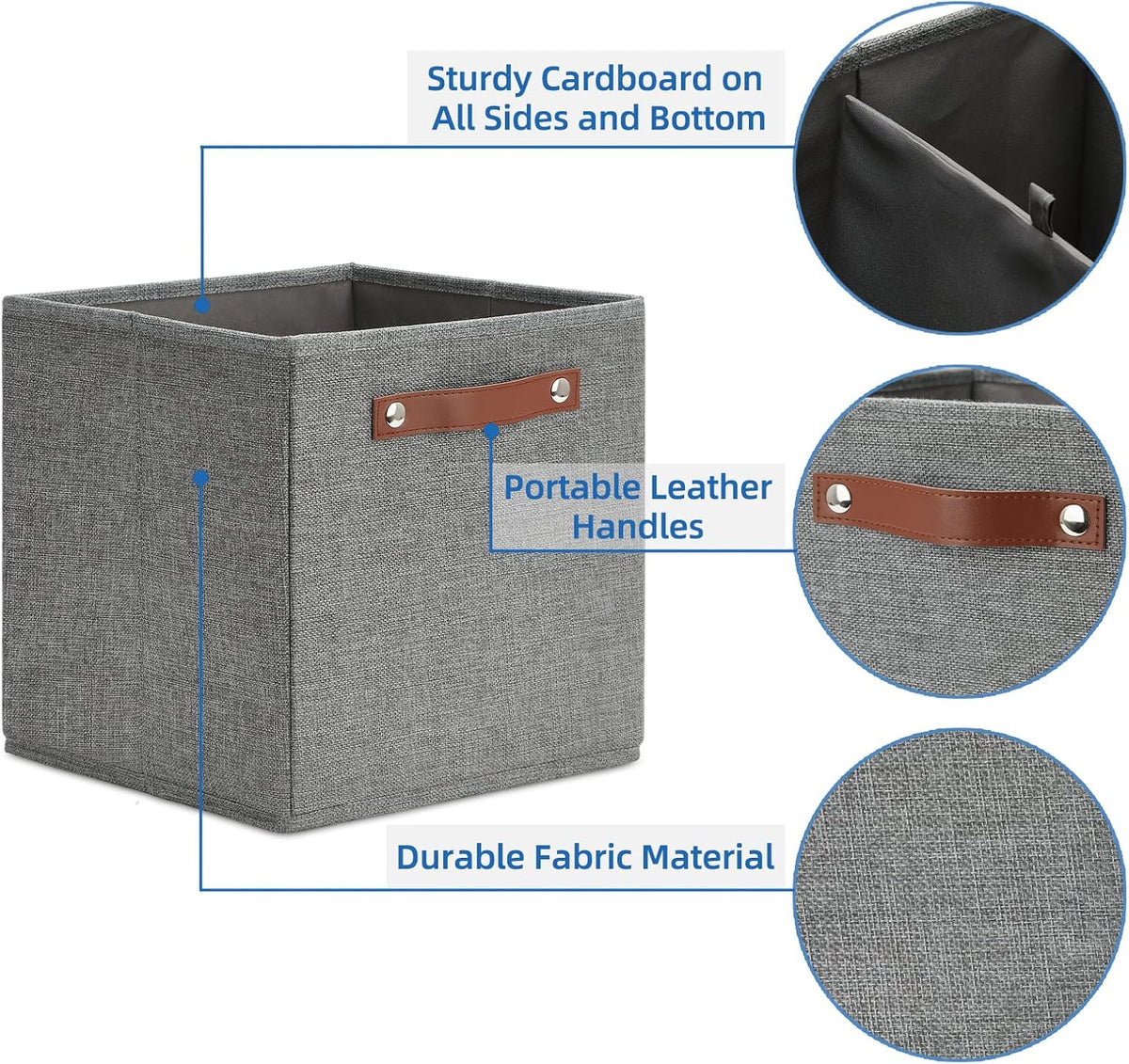 Temary 11 Inch Cube Storage Bins 4PCs Fabric Storage Cubes Storage Baskets Organizer with Handles