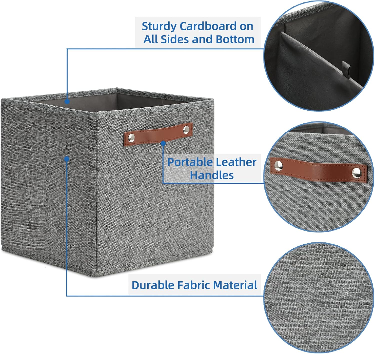Temary 11 Inch Cube Storage Bins 4PCs Fabric Storage Cubes Storage Baskets Organizer with Handles