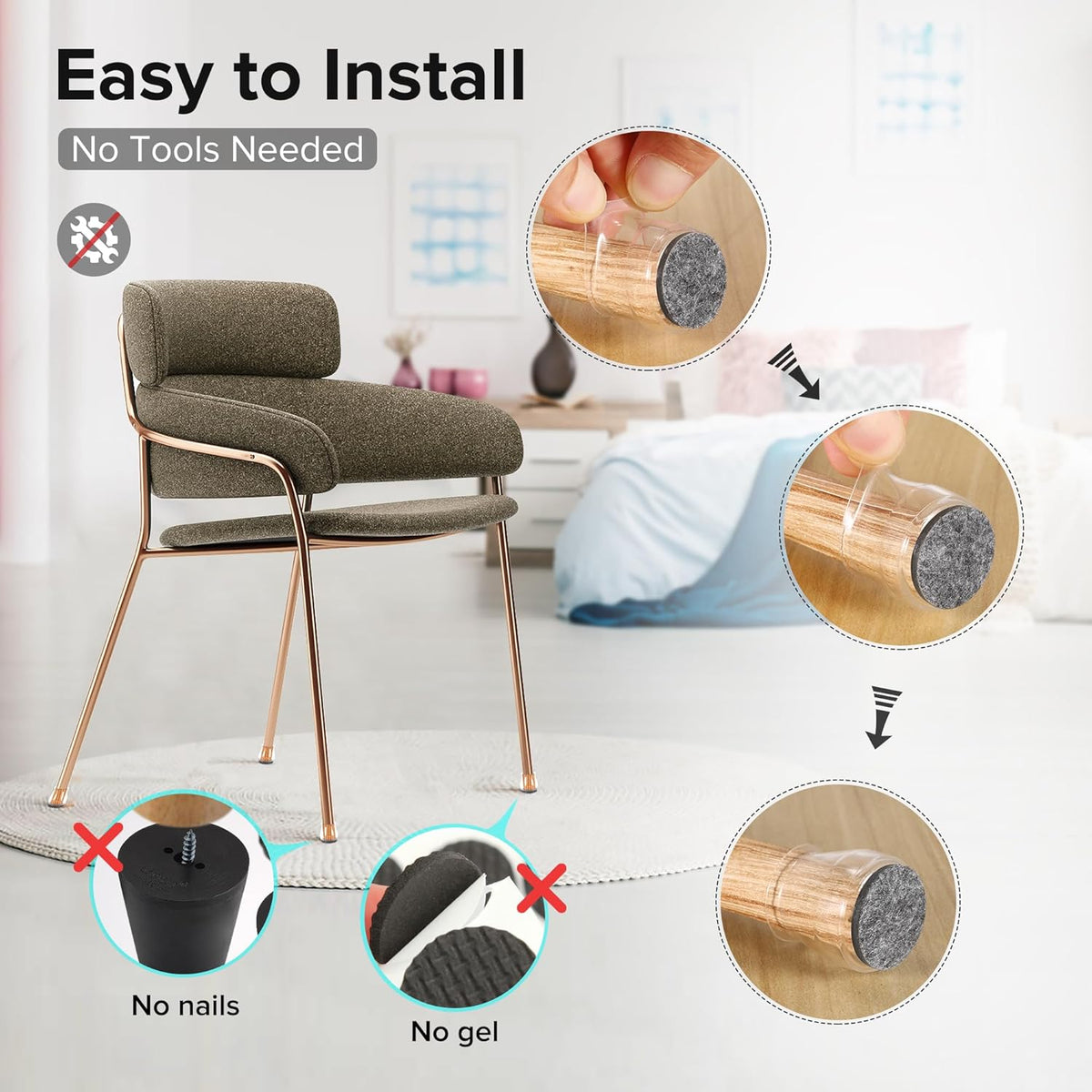 24PCS Upgraded Silicone Chair Leg Floor Protectors for Hardwood Floors, Furniture Sliders for Chair