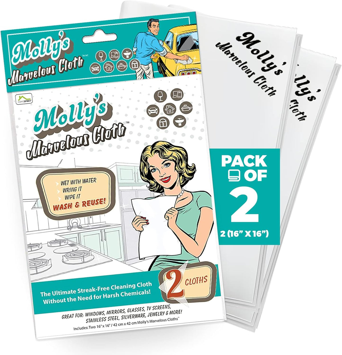 Molly's Marvelous Cloth, Streak-Free, Lint-Free Microfiber Cleaning Cloth, Polishing Cloth for