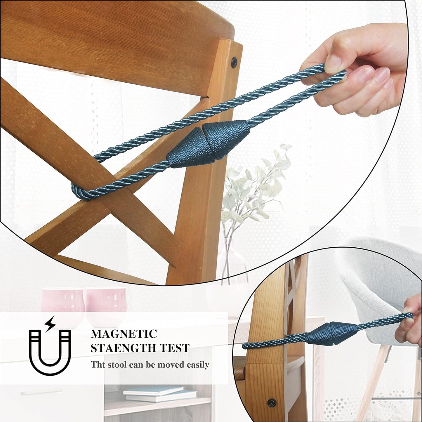 4 Pack Magnetic Curtain Tiebacks Rope Modern Handmade Curtain Tie Backs Decorative Drapes Weave