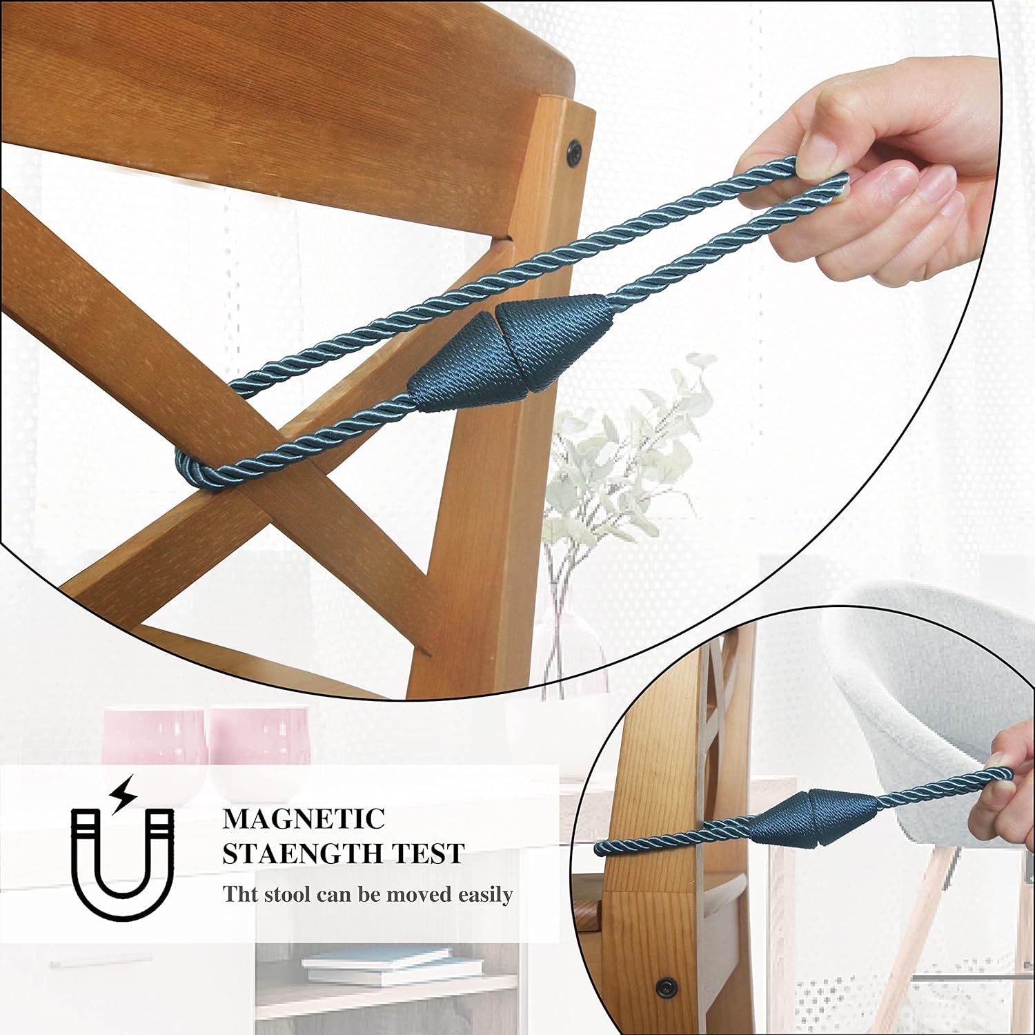 4 Pack Magnetic Curtain Tiebacks Rope Modern Handmade Curtain Tie Backs Decorative Drapes Weave