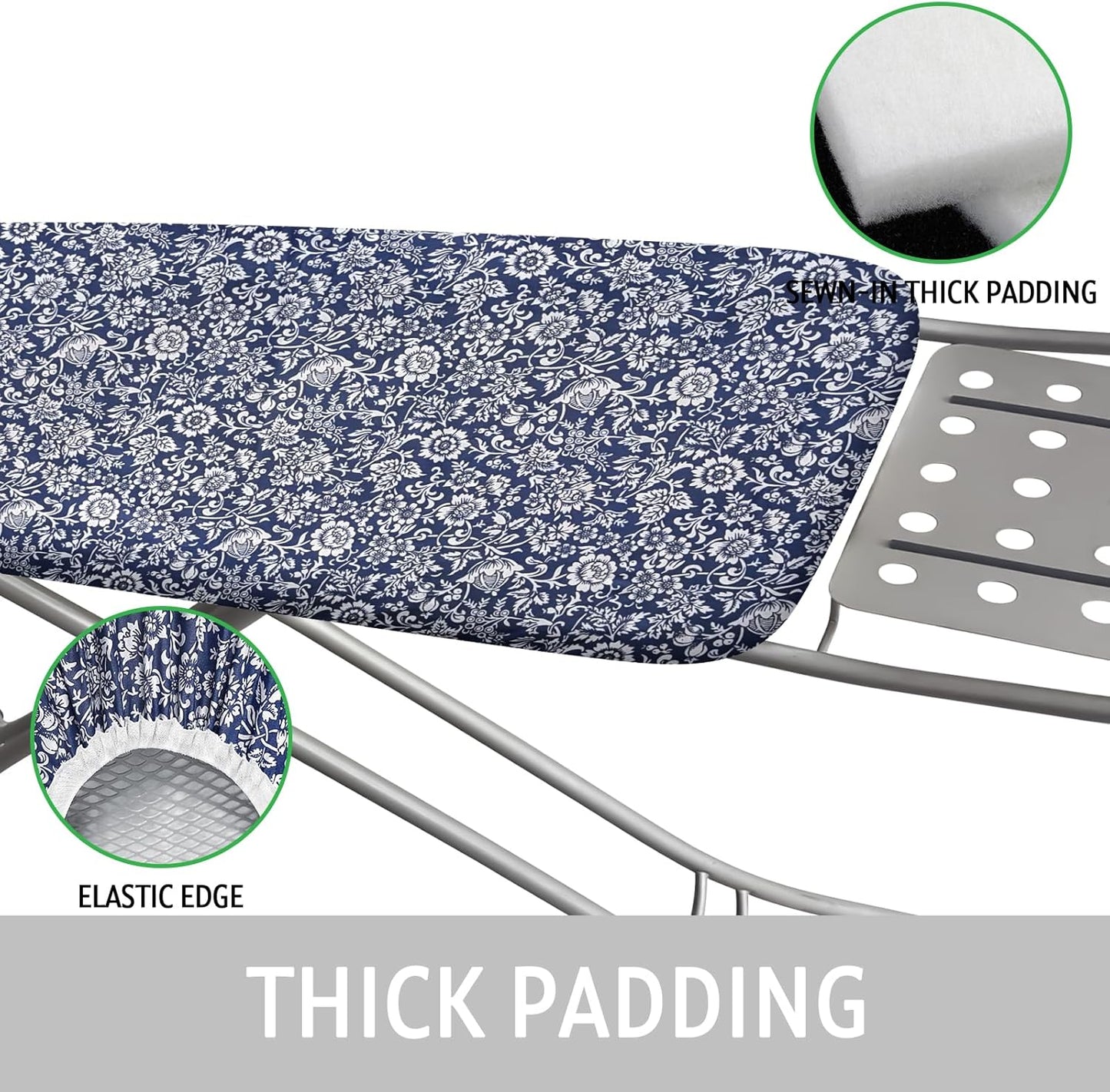 Ironing Board Cover and Pad 15x54 Inch Standard Ironing Board Cover with Elastic Edge and Hook and