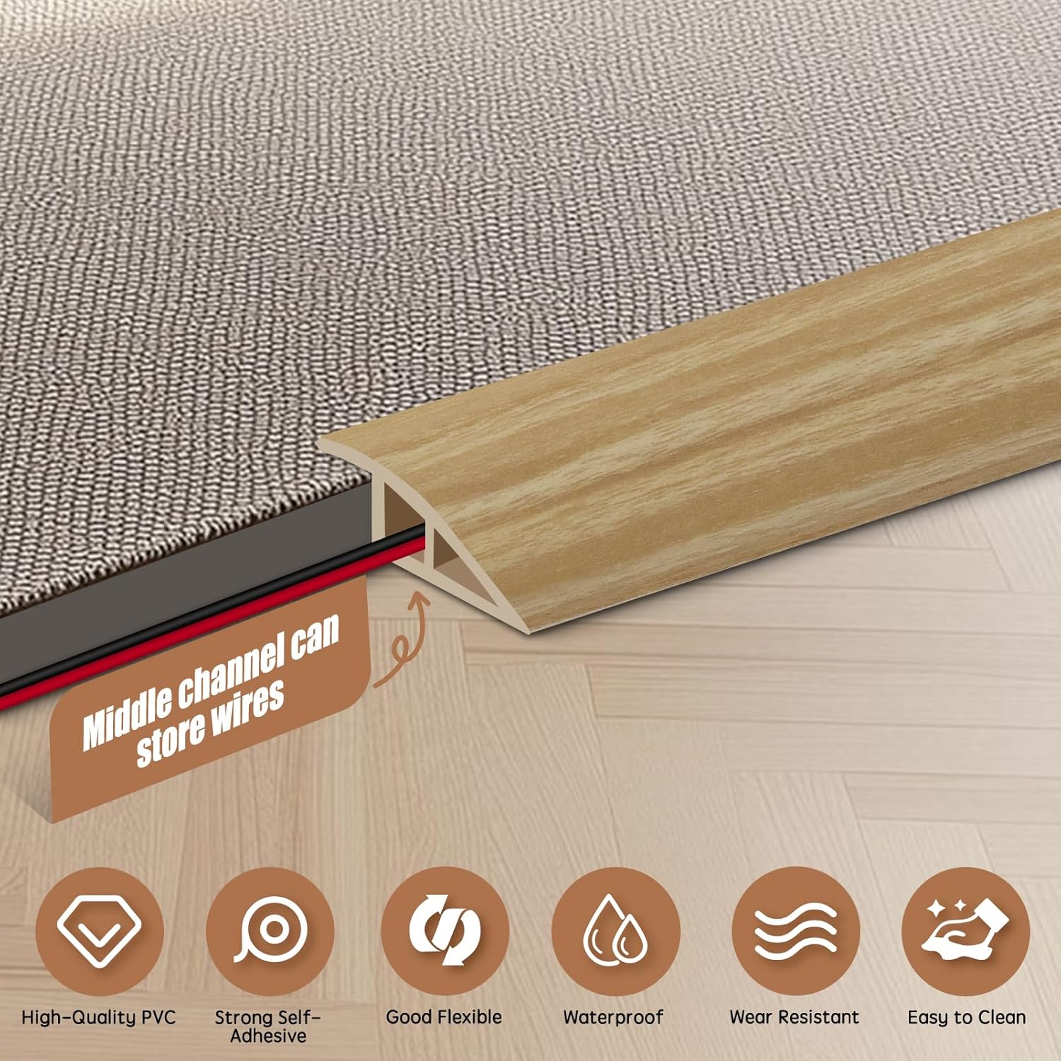 Floor Transition Strip Door Threshold 39" Floor Transition Reducer Trim on The Edges Threshold