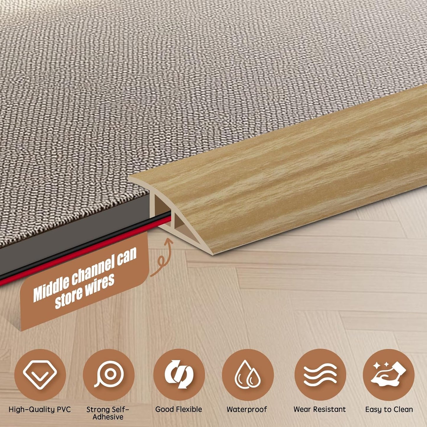 Floor Transition Strip Door Threshold 79" Floor Transition Reducer Trim on The Edges Threshold