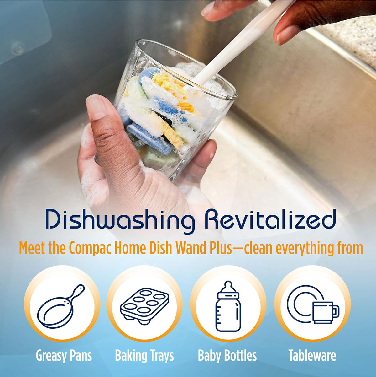 Compac Home Dish SpongeWand Plus Tri Surface Scrubbing Sponge with Cello Foam Scour Sponge Petals