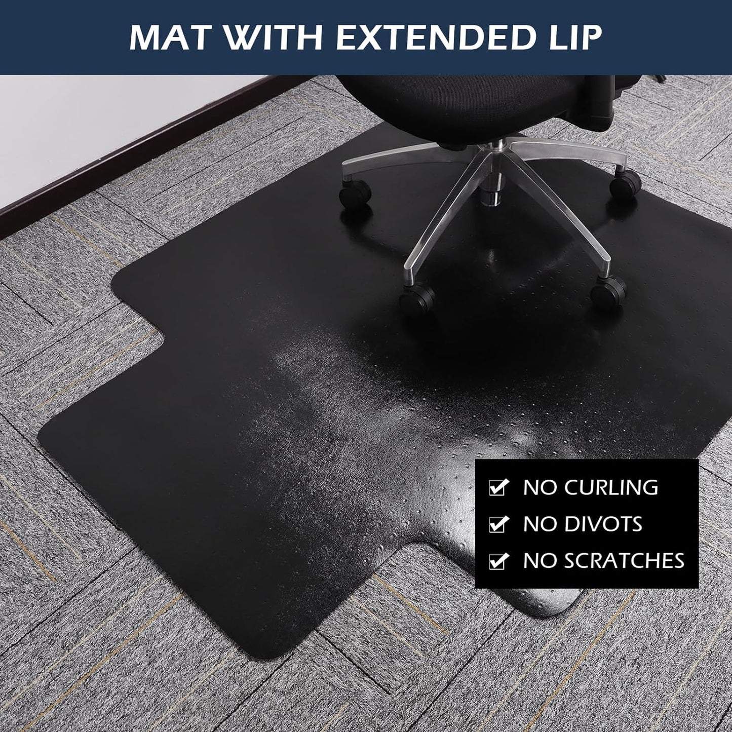 SALLOUS Office Chair Mat for Carpet, 48in x 36in Heavy Duty, Gaming Chair Mat with Grips, Rolling